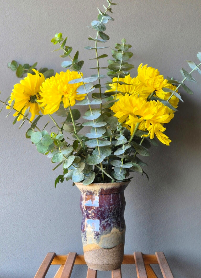 Floral Vase | Mixed Glaze on Dark Stoneware Floral Vase | Mixed Glaze on Dark Stoneware